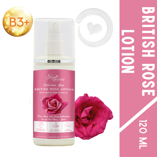 British Rose Lotion with Rose Essential Oil for Nourished & Non-Sticky Glow Skin| Paraben & Silicone Free