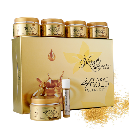 24K Gold Facial Kit for instant glow with Gold Dust & Sandalwood Oil for Radiant & Glowing Skin (310gm (6 easy steps))