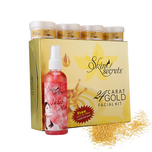 24K Gold Facial Kit with Gold Dust & Sandalwood Oil for Radiant & Glowing Skin (62gm (4 easy steps))