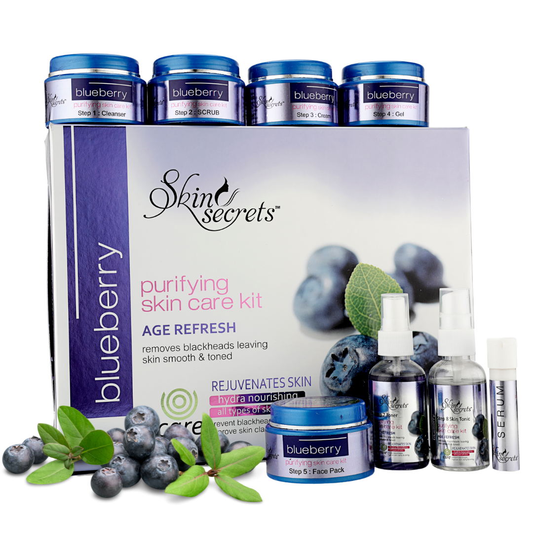 Blueberry Facial Kit with Blueberry Extract for a Younger Looking Skin| 410gm (Pack of 8)