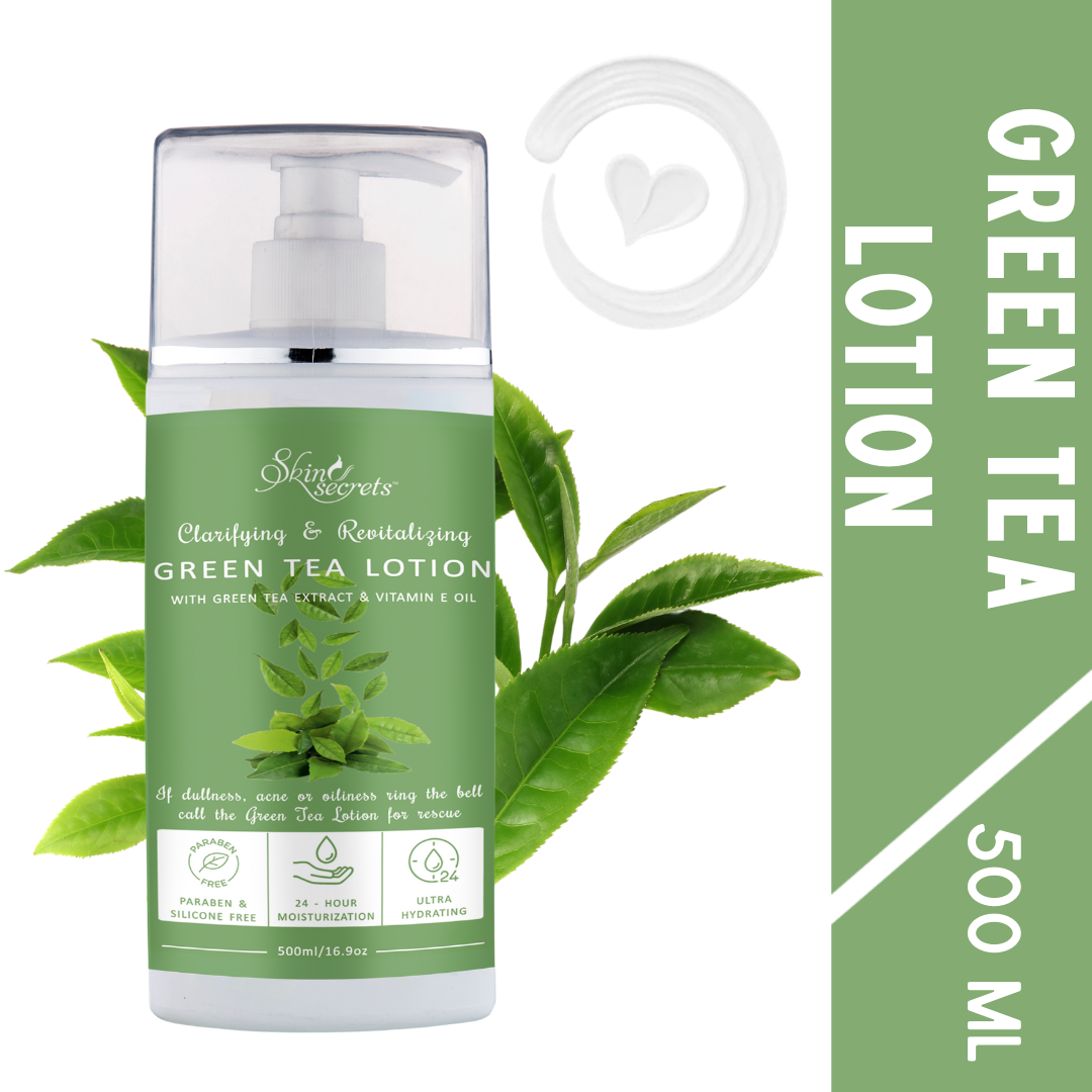 Green Tea Lotion with Green Tea Extract & Vitamin E Oil for Clear & Revitalised Skin| Paraben & Silicone Free