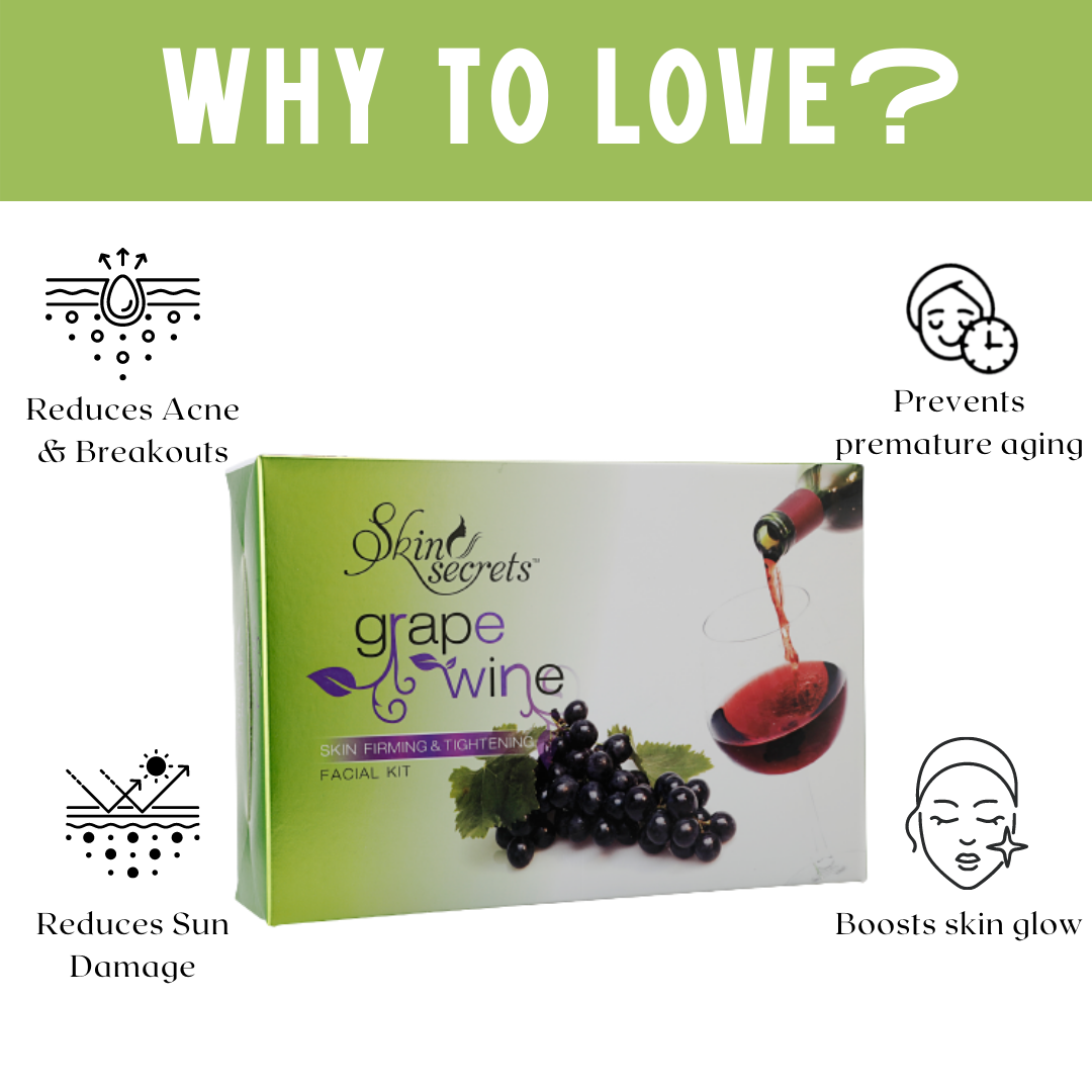 Grape Wine Facial Kit with Grapeseed Extract to Prevent Premature Ageing, (310gm (Pack of 6))