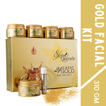 24K Gold Facial Kit for instant glow with Gold Dust & Sandalwood Oil for Radiant & Glowing Skin (310gm (6 easy steps))
