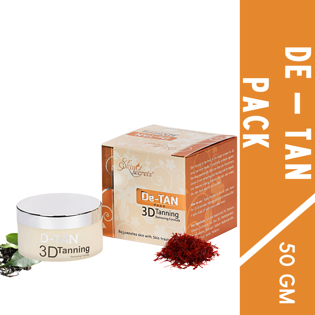 De-Tan Pack with Saffron Extract for Instant Tan Removal & Sun Damage Protection| 50gm