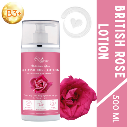 British Rose Lotion with Rose Essential Oil for Nourished & Non-Sticky Glow Skin| Paraben & Silicone Free