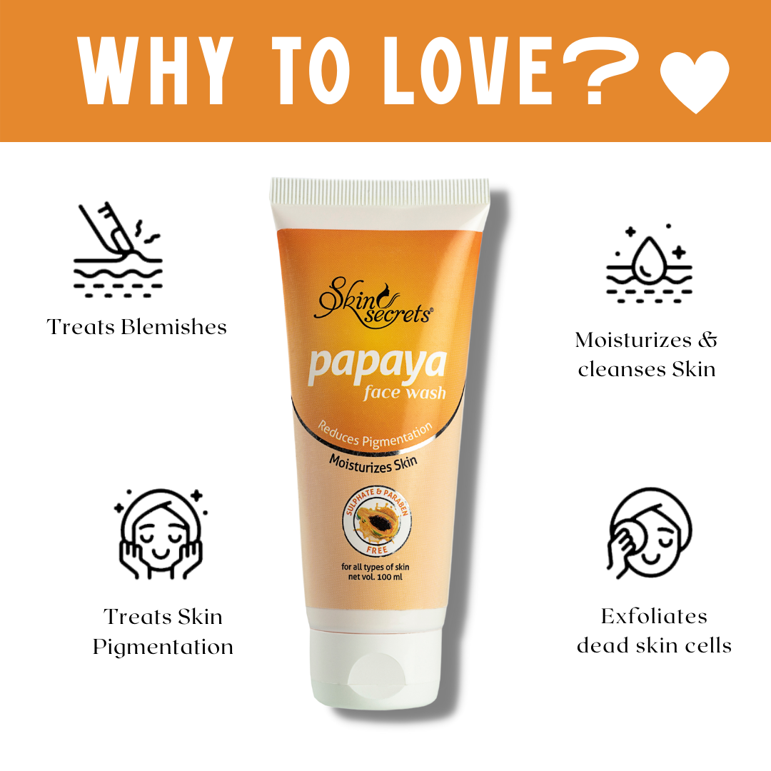 Papaya Face Wash with Papaya Extract for Blemish Free Skin| Paraben & Sulphate Free| 100ml
