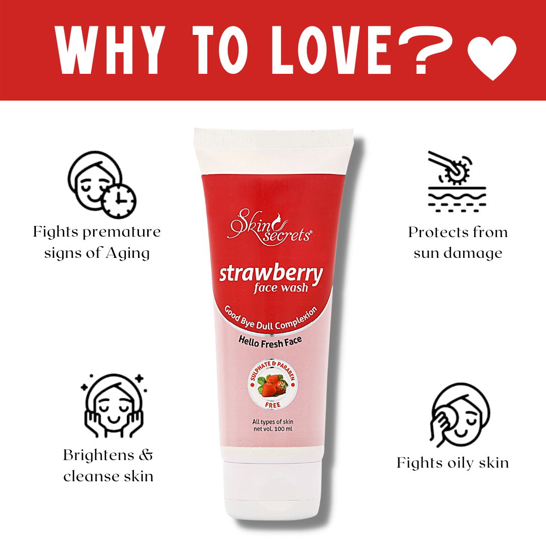 Strawberry Face Wash with Strawberry Extract for Soft and Beautiful Skin| Paraben & Sulphate Free| 100ml