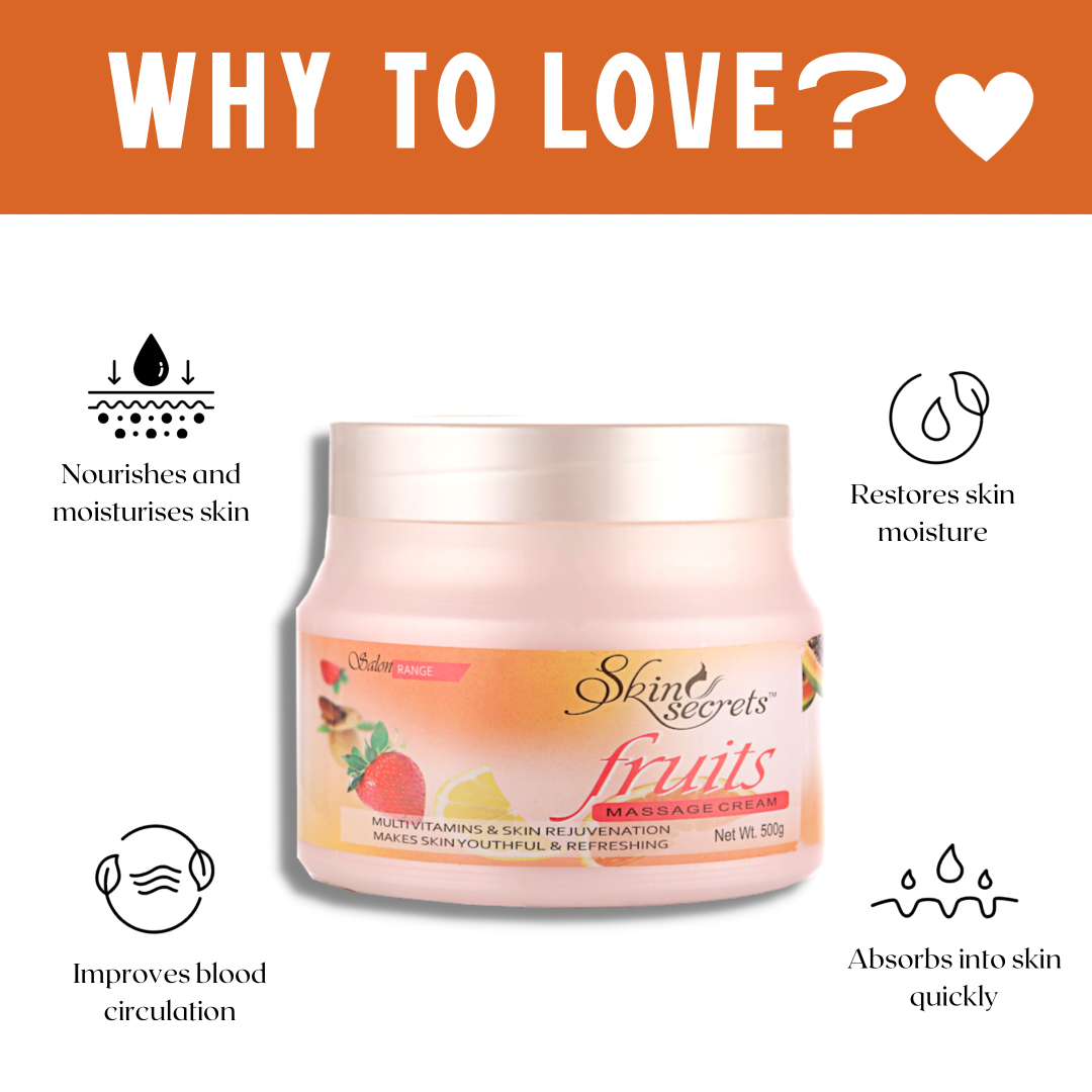 Fruit Massage Cream with Orange & Papaya Extract| Paraben Free, Cruelty Free & Vegan