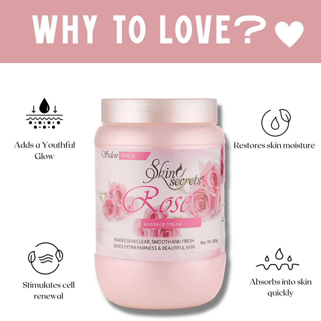 Rose Massage Cream with Rose Essential Oil| Paraben Free, Vegan